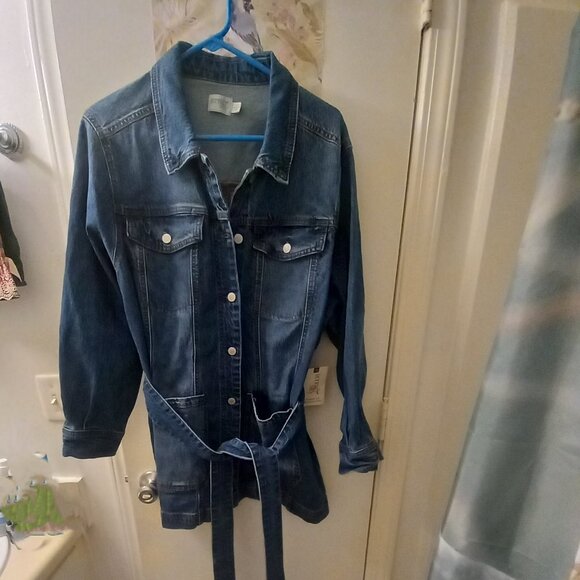Terra & Sky Belted Denim Jacket  NWT - Picture 1 of 12